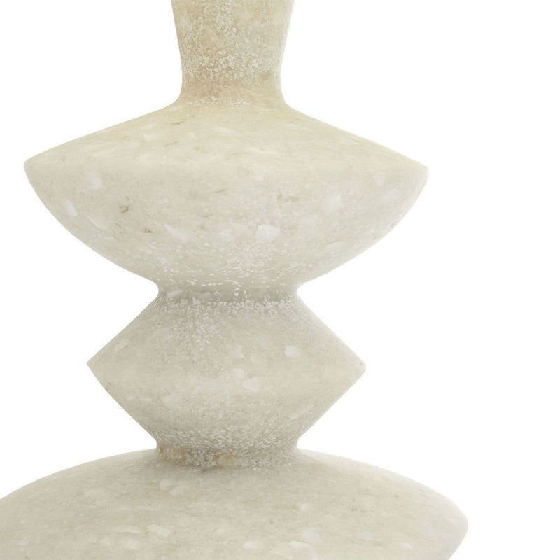 Alternate view of Olivia Lamp, featuring textured speckled finish, glass stone composite, microfiber, and a table lamp base.