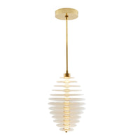 Additional view of Persephone Pendant in white and gold, featuring polished metal accents and a ceiling-mount canopy.