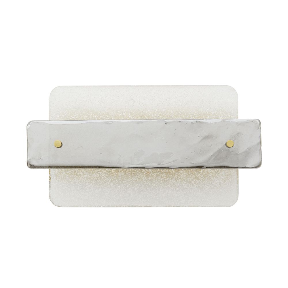 Barrett Sconce, shown in clear and frosted white with glass, brass, and a wall-mounting backplate.