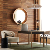 Alternate view of Blake Lamp, featuring antique finish, marble, metal, and a weighted round marble base.