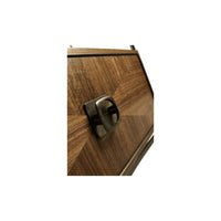 Additional view of Toulouse Étagère in walnut brown and dark bronze, featuring four open display shelves.