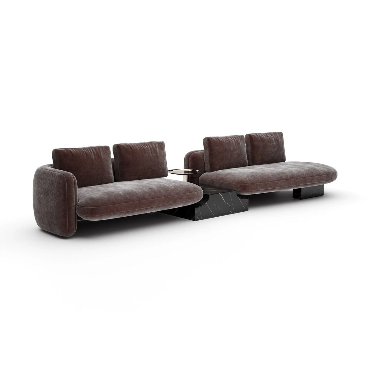 Alternate view of Overlap Bumper Sectional 188 in dark brown and espresso.