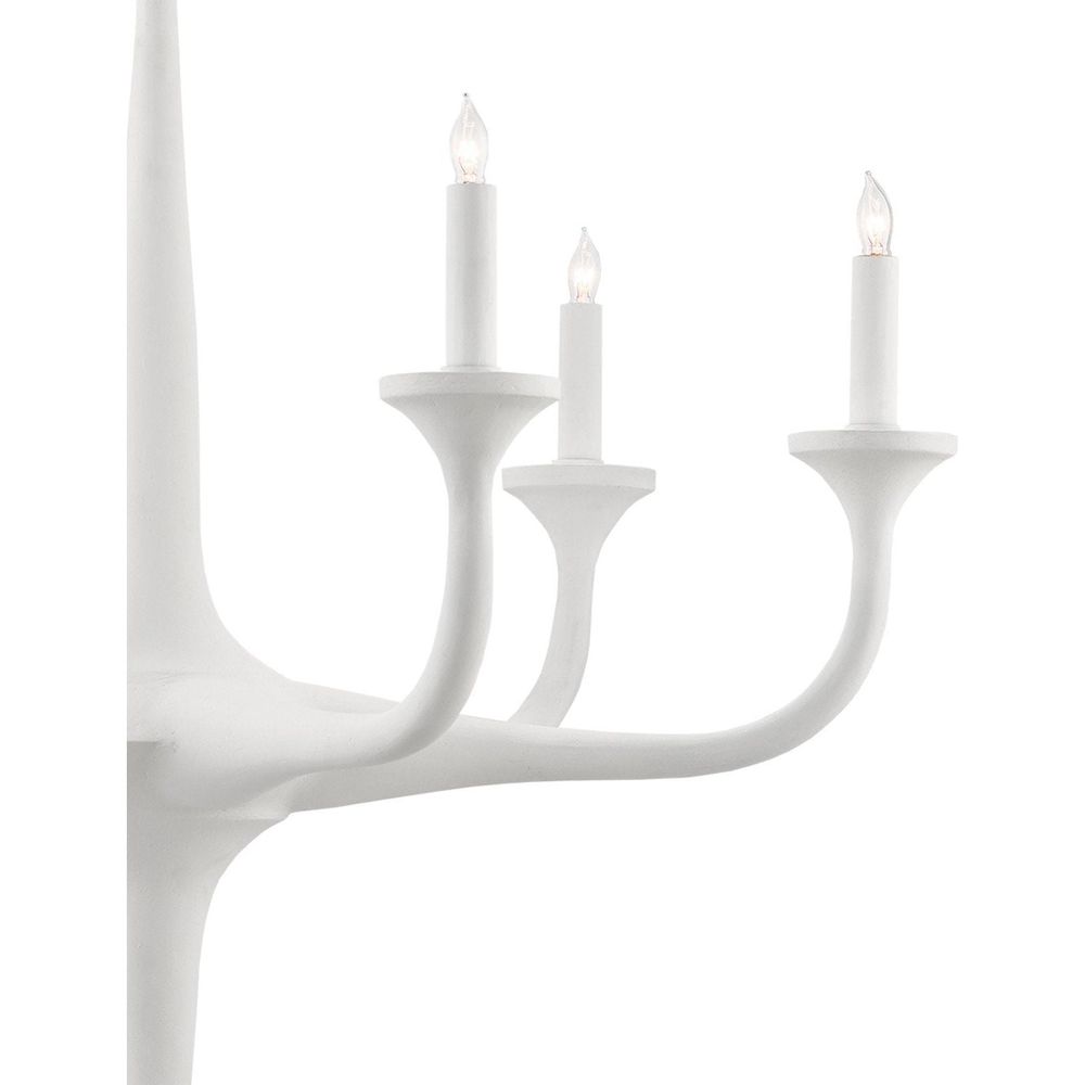 Alternate view of Albion White Chandelier, featuring matte finish, metal, gesso, and chain-hung ceiling suspension.