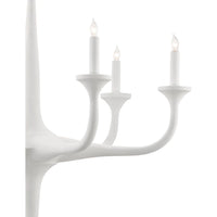Alternate view of Albion White Chandelier, featuring matte finish, metal, gesso, and chain-hung ceiling suspension.