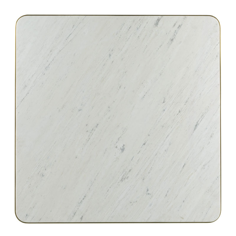 Additional view of Calloway Table in white and gray, featuring polished stone finish and a single pedestal base.