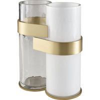 Alternate view of Impactite Vase, featuring transparent finish, glass, metal, and dual independent cylindrical vessels.