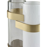 Additional view of Impactite Vase in clear and white, featuring transparent finish and dual independent cylindrical vessels.