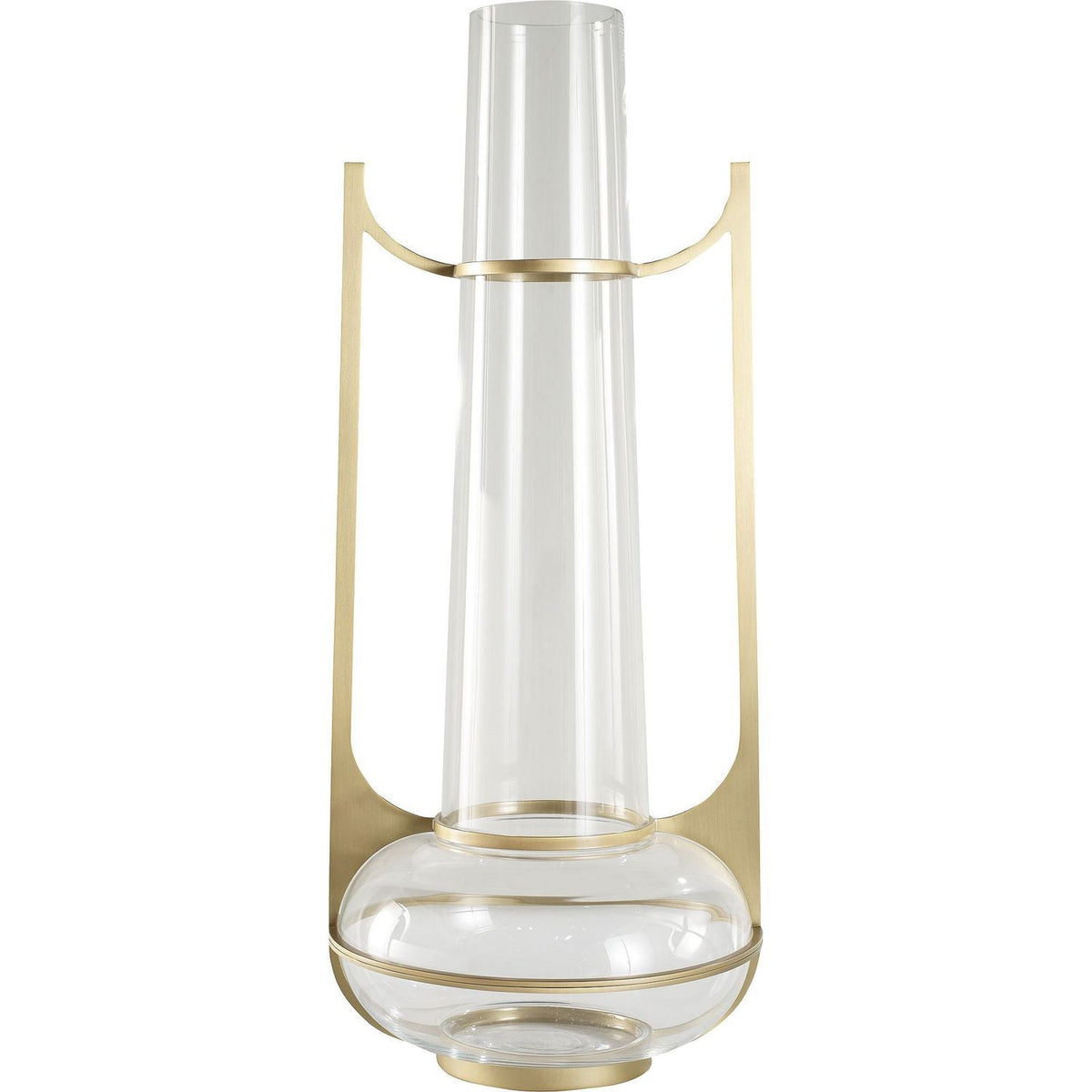 Alternate view of Tephrite Jar, featuring transparent finish, glass, brass, and open-top glass vessel for display or florals.