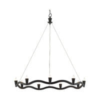 Additional view of Serpentina Black Chandelier in black, featuring matte finish and ceiling chain-and-cable suspension.