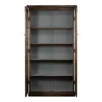 Alternate view of Refined Arches Tall Bookcase in dark brown and medium brown.