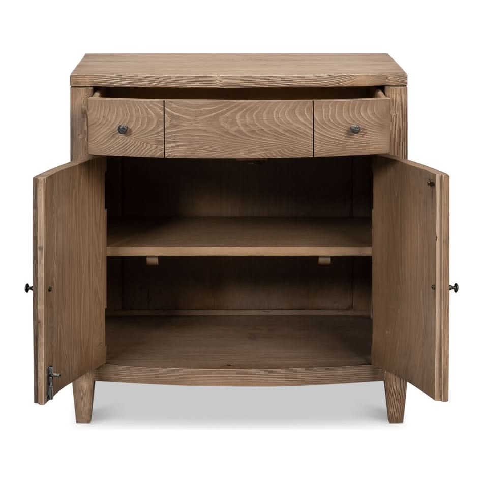 Alternate view of Vineyards Door Chest, featuring reeded/fluted texture finish, wood, metal, and three upper drawers.