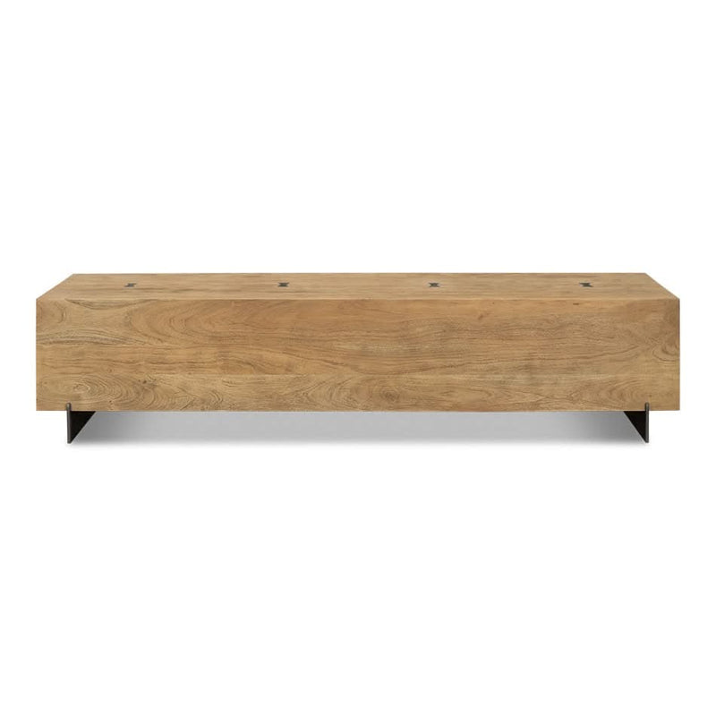 Stuben Bench, shown in light natural wood brown and tan with solid wood, metal, and a solid wood seating surface.