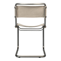 Additional view of Patton Canvas Field Chair in beige and gunmetal gray, featuring matte metal finish and a cantilever base.