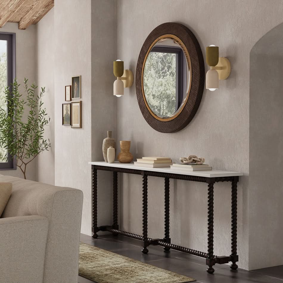 Alternate view of Barley Console Table in ivory and charcoal black.