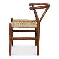 Additional view of Mao Chair in dark walnut brown and natural beige, featuring fixed continuous arms.