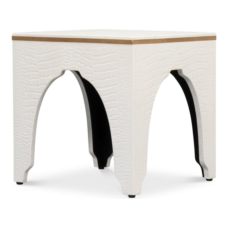 Croco Embossed Leather Stool