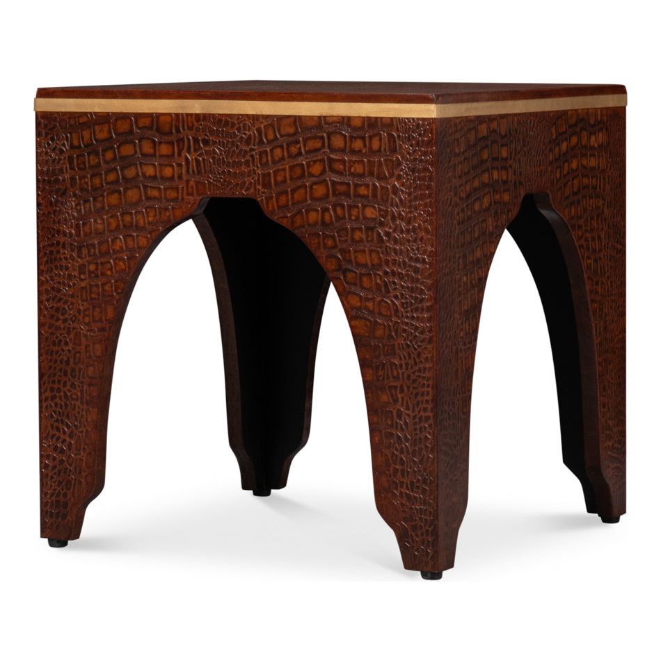 Croco Embossed Leather Stool