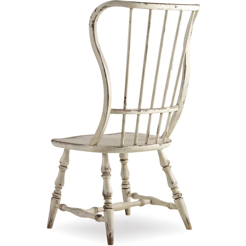 Alternate view of Sanctuary Spindle Back Side Chair, featuring distressed painted, wood, and armless side chair.
