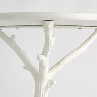 Additional view of White Faux Bois Side Table in white and off-white.