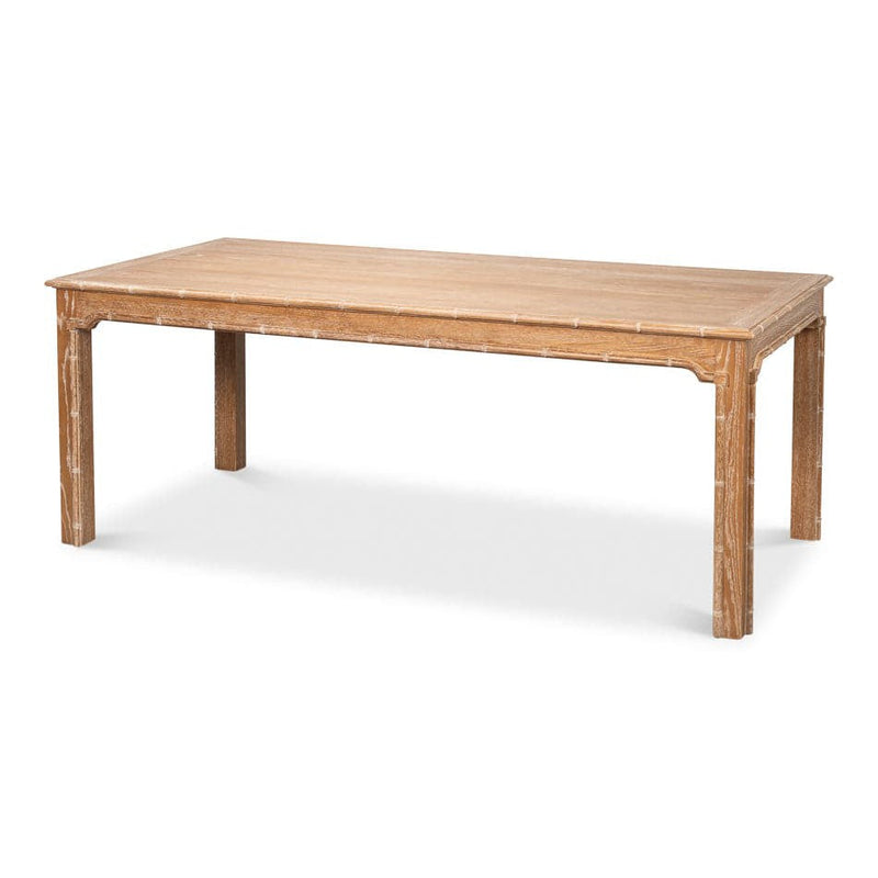 Alternate view of Brighton Dining Table, featuring distressed, wood, and a expansive flat rectangular dining surface.
