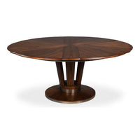 Additional view of Soho Jupe Dining Table in dark brown and bronze, featuring polished finish and jupe expansion mechanism.