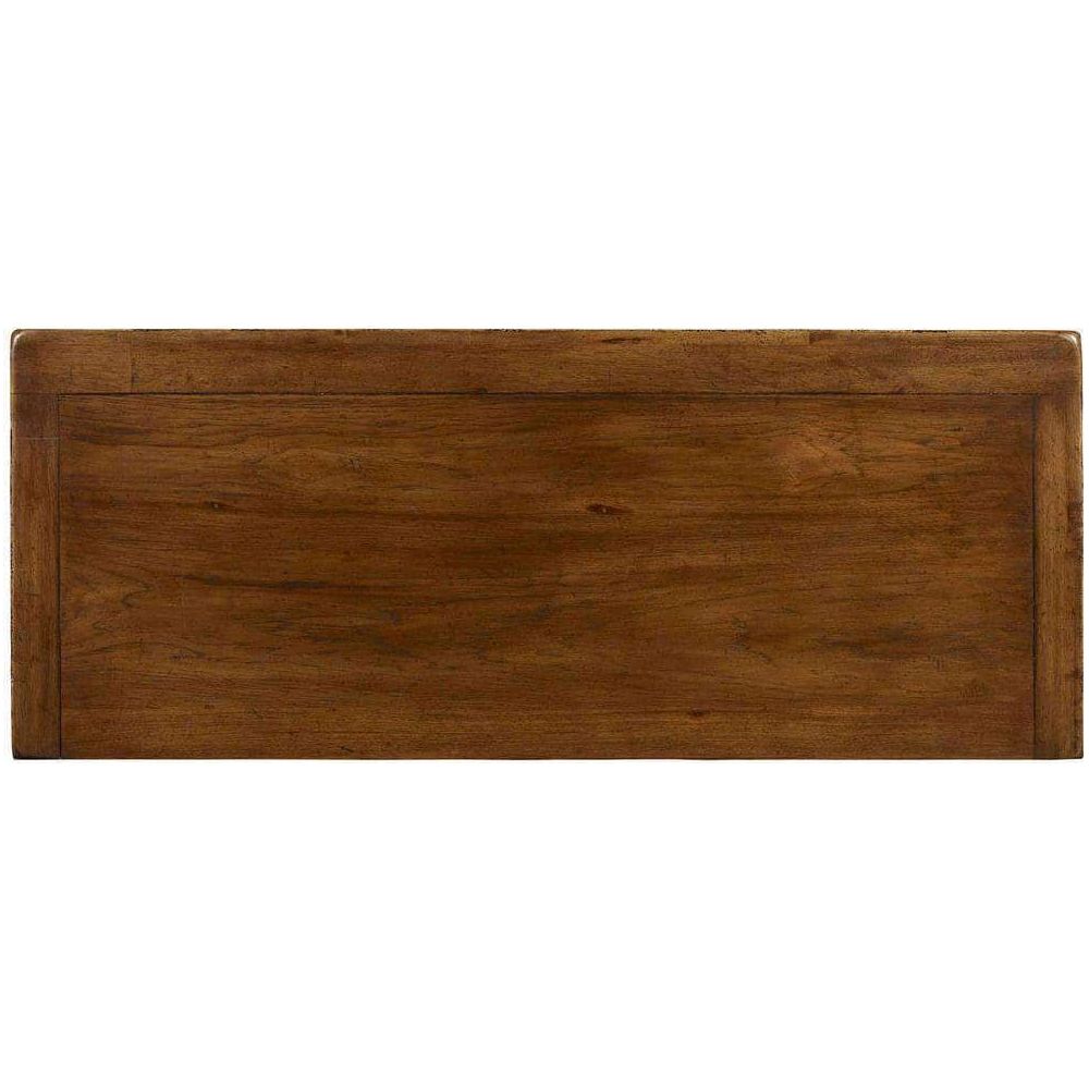 Alternate view of Archivist Bureau, featuring subtle distressed, wood, metal, and two shallow upper drawers.