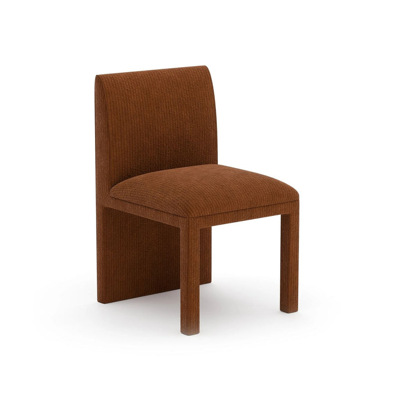 Alternate view of Precipice Upholstered Dining Chair in rust brown and terracotta.