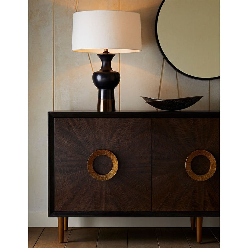 Alternate view of Kingsley Credenza in espresso brown and charcoal black.