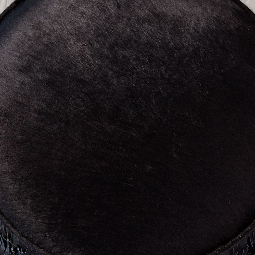 Fringe Ottoman - Black Hair-on-Hide