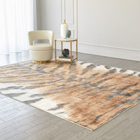 Additional view of Tiger Stripe Rug in orange and rust, featuring plush pile finish and large rectangular floor coverage.