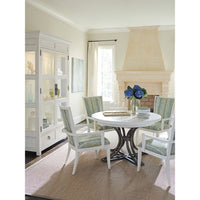 Additional view of Marsh Creek Round Dining Table in warm white and bronze-taupe, featuring a round pedestal base.