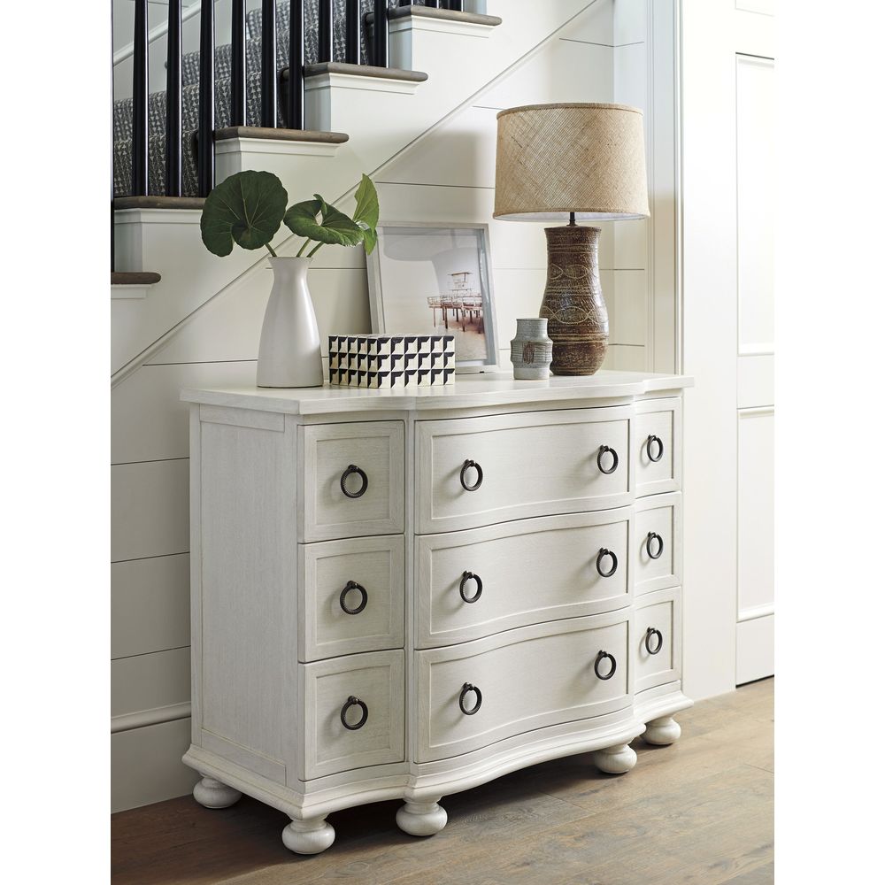 Alternate view of Mc Alister Hall Chest, featuring painted finish, wood, metal, and multi-drawer storage.
