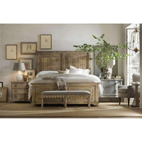Alternate view of Boheme Bastogne Three-Drawer Nightstand, featuring distressed, wood, and metal.