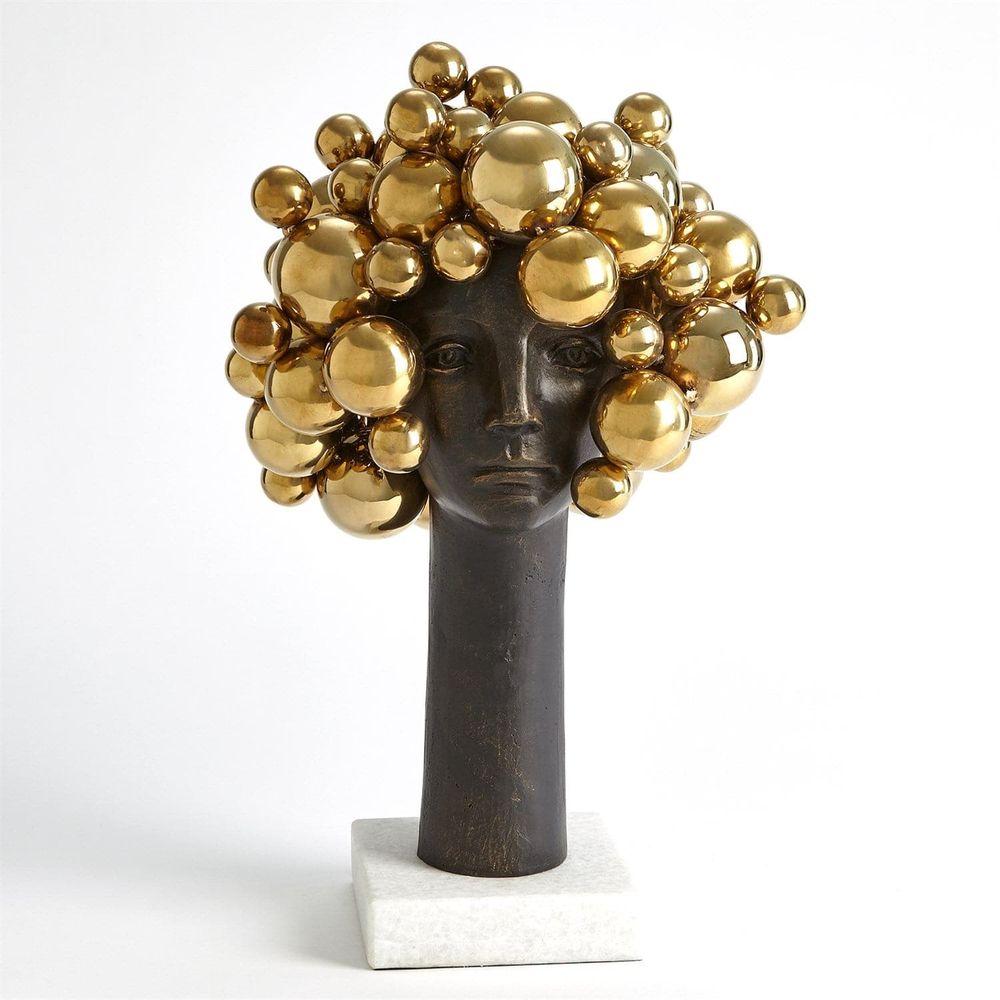 Bubbles For Brains, shown in gold and dark bronze with metal and marble.