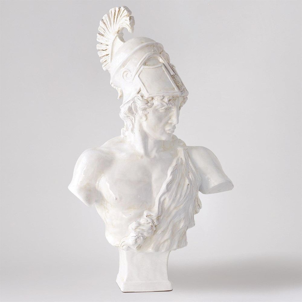 Mars Sculpture, shown in white and off-white with resin, plaster composite, and a freestanding pedestal base.