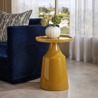 Alternate view of Tiernan End Table, featuring high-gloss lacquer, lacquered wood, composite, and round open tabletop.