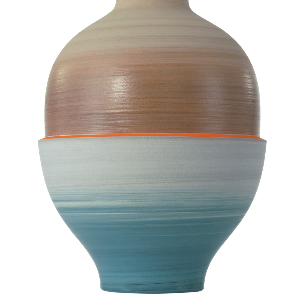 Happy 80's Gray, Beige, Orange & Blue Vase Set of 3
