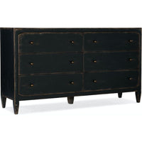 Ciao Bella Six-Drawer Dresser- Black, shown in black and charcoal with wood, metal, and six drawers.