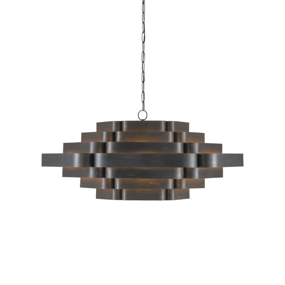 Bailey Black Chandelier, shown in black and dark bronze with metal and chain-hung ceiling suspension.