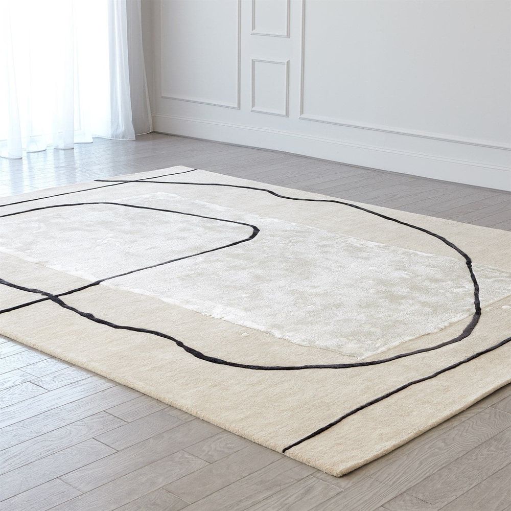 Additional view of Passage Rug in beige and cream, featuring matte finish and soft textile floor covering.