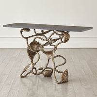 Additional view of Drift Console in bronze and charcoal, featuring hammered finish and a flat rectangular display top.