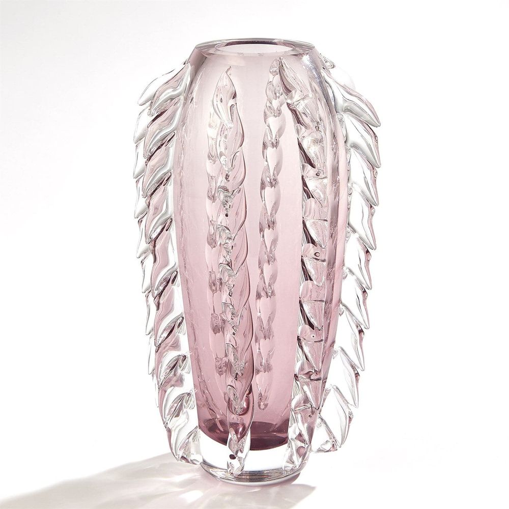 Alternate view of Fringe Vase, featuring polished finish, glass, and open top vessel for floral arrangements.
