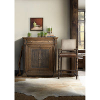 Additional view of Comfort Counter Stool in dark brown and medium brown, featuring antiqued finish and fixed arms.