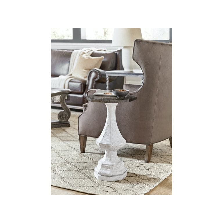 Alternate view of Traditions Drink Table in white and dark brown.