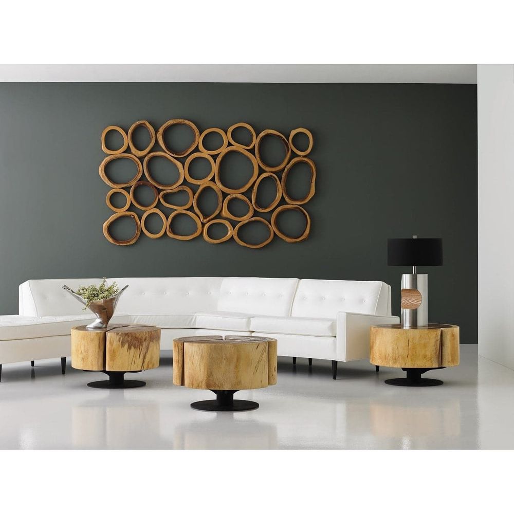 Alternate view of Salsa Rings Wall Art in light natural wood and honey blonde.