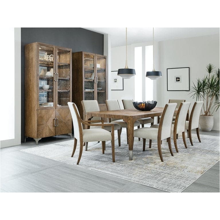 Additional view of Chapman Upholstered Side Chair in beige and medium brown, featuring matte finish and armless side chair.