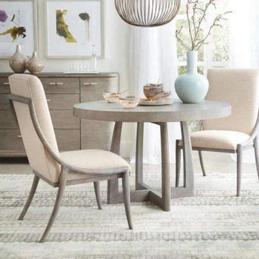 Additional view of Affinity Slope Side Chair in beige and gray, featuring upholstered and fixed open arms.