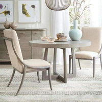 Additional view of Affinity Slope Side Chair in beige and gray, featuring upholstered and fixed open arms.