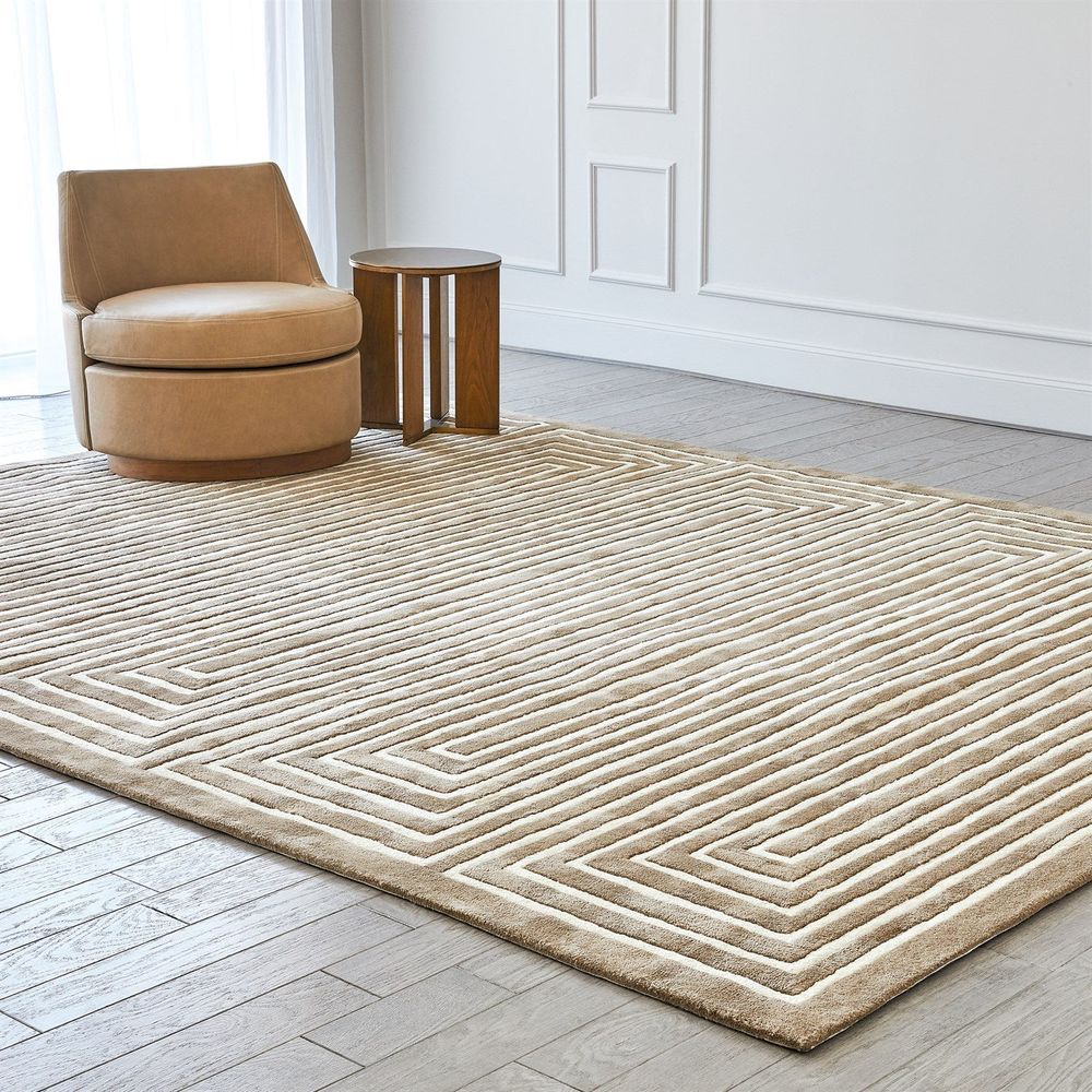 Alternate view of Latitudes High Contrast Rug in taupe and beige.