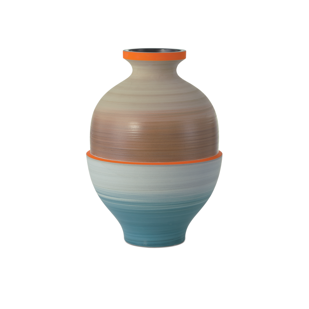 Happy 80's Gray, Beige, Orange & Blue Vase Set of 3